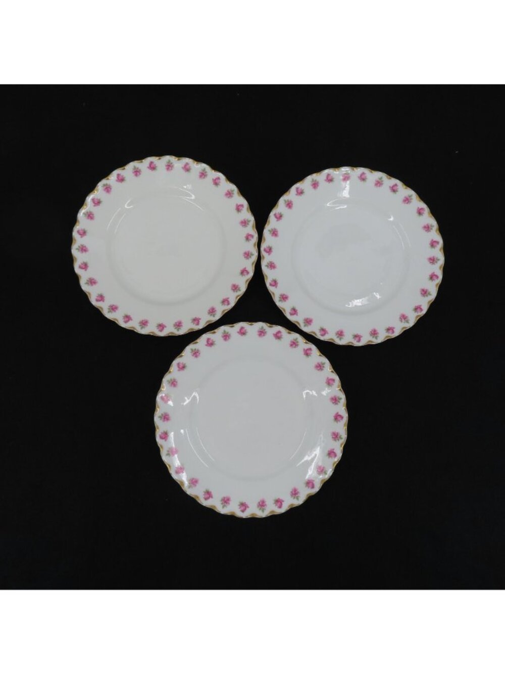 Haviland Limoges Set 3 Plates 7.25in Pink Rose Flower Gold Scallop Gimbel Bros - Picture 11 of 11